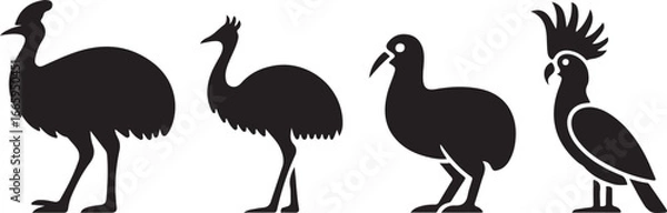 Obraz Exotic Bird Silhouette Vector Art