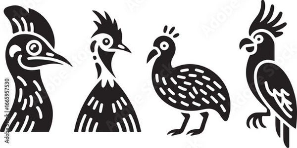 Obraz Exotic Bird Silhouette Vector Art