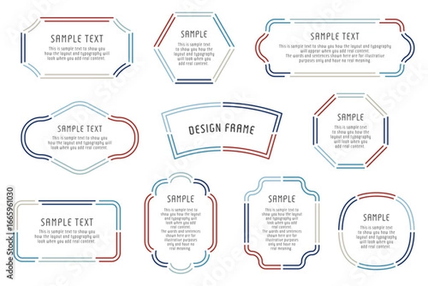 Obraz フレーム　破線　線　シンプル　イラスト　ベクター　バリエーション　横長　あしらい　装飾　飾り　バナー