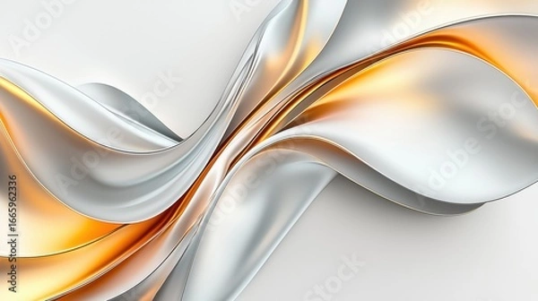 Obraz Abstract Art: A Flowing Dance of Metallic Silhouettes