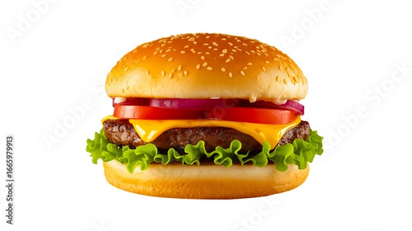 Obraz Delicious hamburger on transparent background