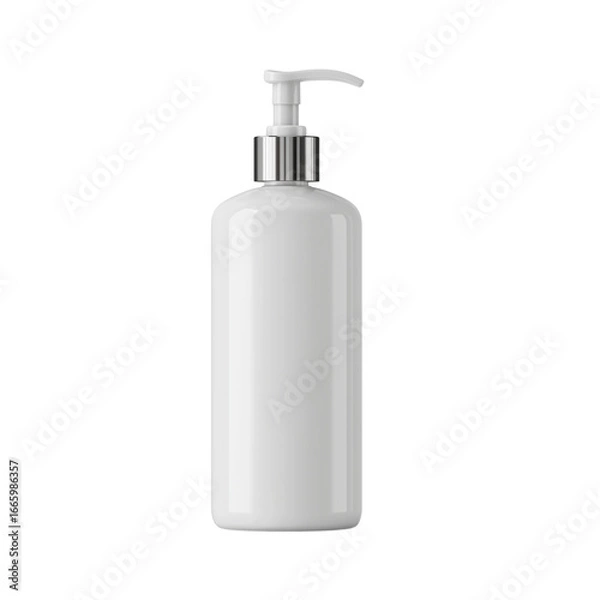 Obraz White ceramic soap dispenser with a chrome pump,