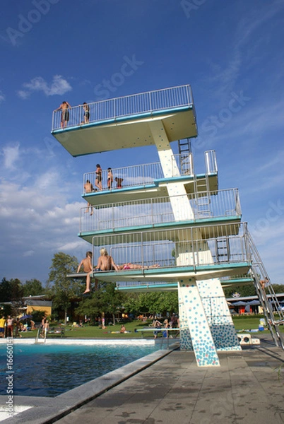 Obraz tuffi in piscina