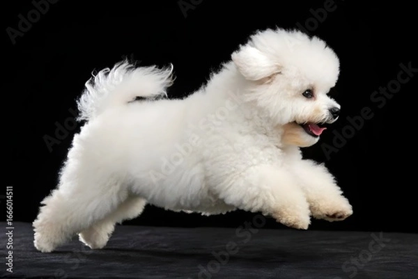 Obraz Joyful Bichon Frise Puppy in Mid-Air Leap