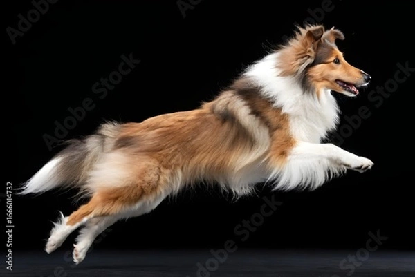 Obraz Sheltie in Mid-Air: A Stunning Canine Leap