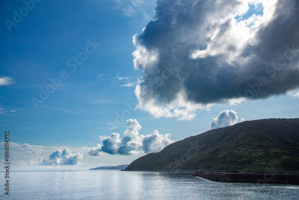 Obraz 朝の爽やかな空気に包まれた夏の海。