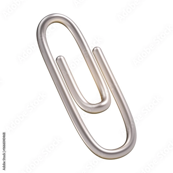 Obraz A stylized 3D paper clip is a shiny silver with a classic bent wire design.