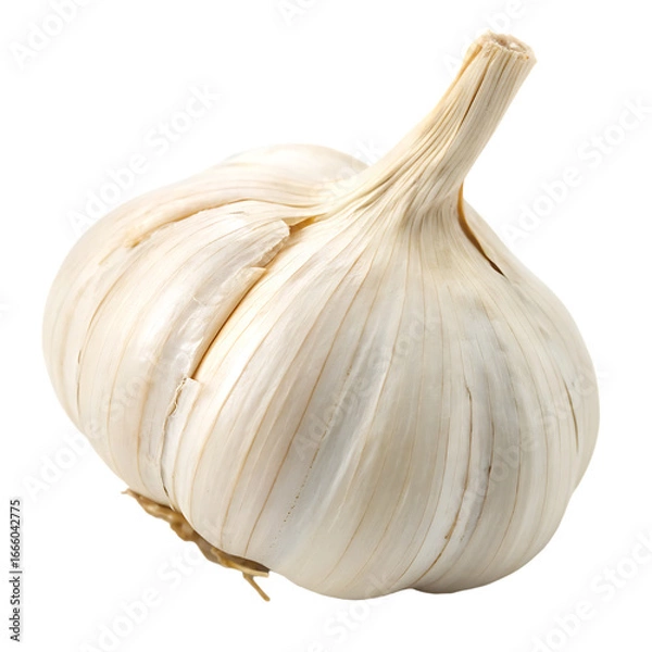 Fototapeta Aromatic white garlic bulb isolated on a transparent background png