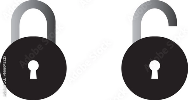 Fototapeta Lock open and lock closed illustration, Lock and unlock vector illustration