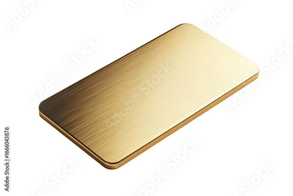 Fototapeta Shiny gold bar isolated on transparent background. Rectangular gold metal plate with a smooth polished surface and rounded edges isolated on white background.