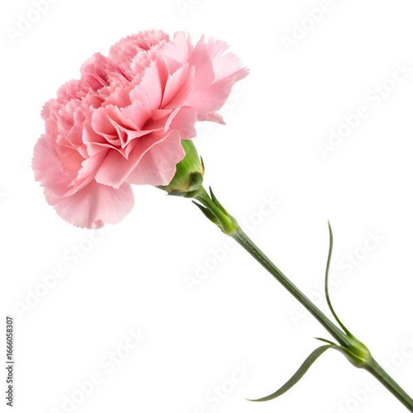 Fototapeta Delicate pink carnation flower with ruffled petals isolated on a transparent background png