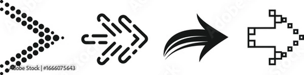 Fototapeta Dynamic arrow collection pointing right for direction, navigation, and growth concepts in modern design