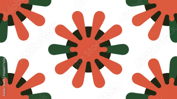 Fototapeta Abstract Silhouette Pattern Featuring Central Cluster Of Bizarre Forms Bold Flat Tones Surrounded By White Outer Frame Padding Margin