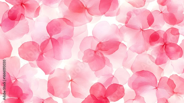 Fototapeta Seamless watercolor pattern of soft pink petals on a white background. Abstract pattern background illustration.