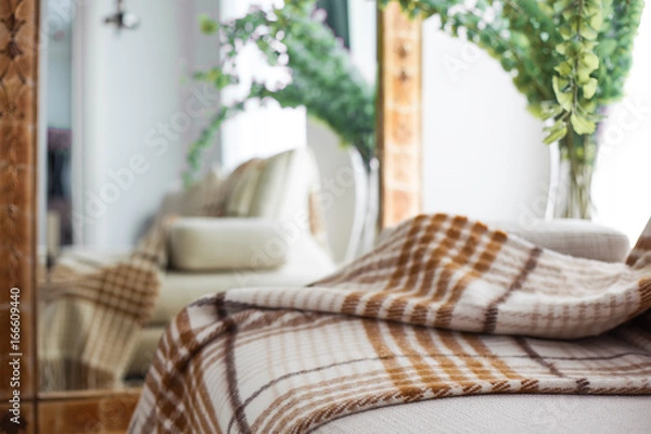 Obraz plaid lying on  sofa