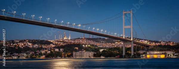 Fototapeta Illuminated First Bosphorus Bridge