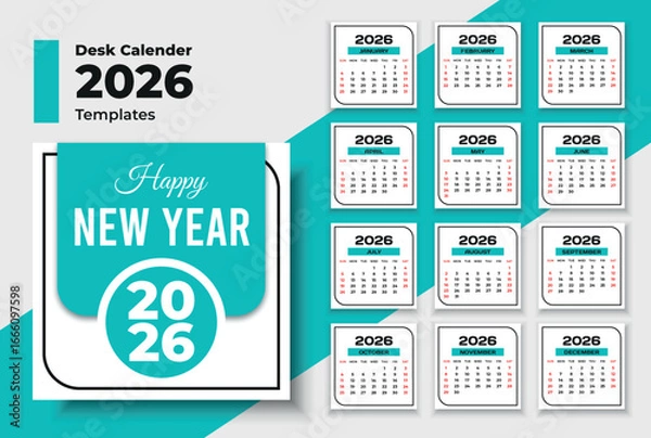 Obraz 2026 Desk Calendar Template