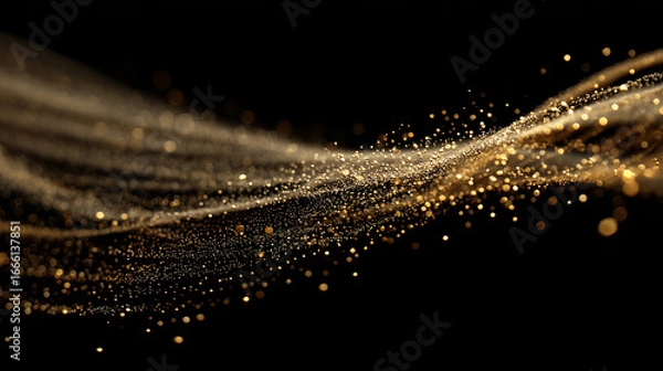 Obraz オレンジのアブストラクト、ウェーブ、黒背景	
