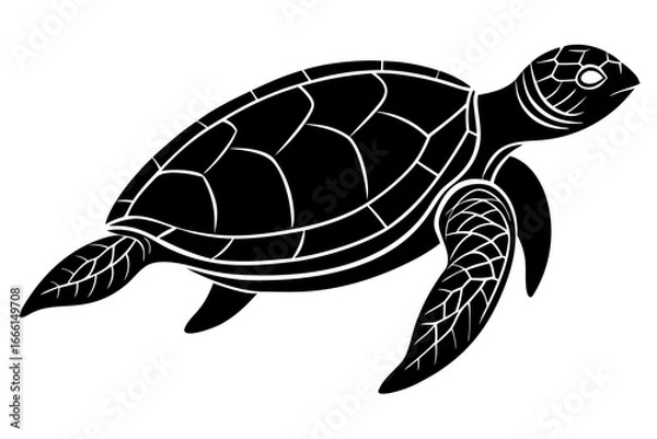 Fototapeta Vector art of sea turtle silhouette, showcasing the graceful movement of the marine reptile, perfect for designs needing ocean themes