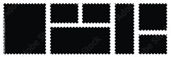 Fototapeta Blank Postage Stamp Templates with Perforated Edges. Various Rectangular Sizes.