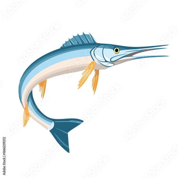 Obraz Striking marlin illustration bold aquatic wildlife vector ocean animal swimming marine life aquatic creature icon
