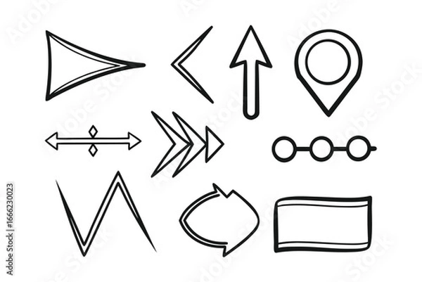 Obraz Abstract Navigation UI Icons Bundle – Minimalist Line Art, Black Stroke, Vector