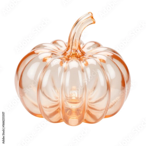 Fototapeta Glossy transparent  3D icon pumpkin sculpture on transparent background  