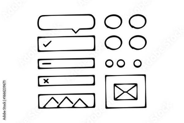 Obraz Minimalist Communication UI Line Art Icon Set – Chat Bubbles, Messages & Notifications