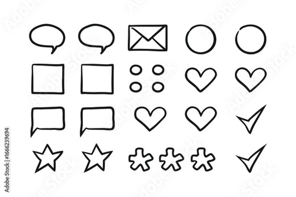Fototapeta Minimalist Communication UI Line Art Icon Set – Chat Bubbles, Messages & Notifications