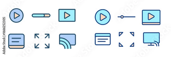 Fototapeta Media Playback and Control Symbols, Minimalist flat design