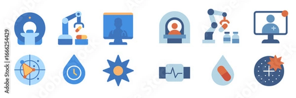 Fototapeta Medical and Healthcare Icons Set, Minimalist flat design