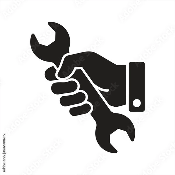 Obraz Hand holding wrench icon