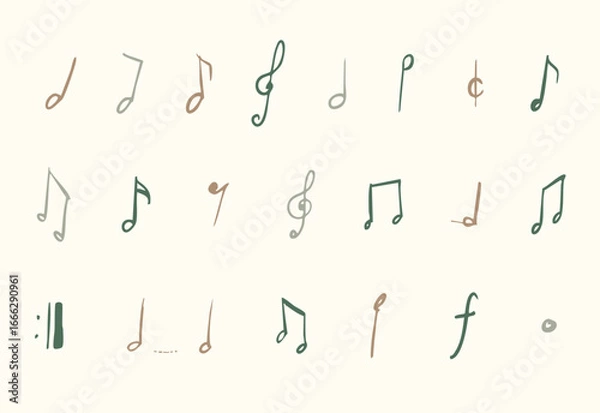 Fototapeta 手書き風の音符のイラストセット(カラー)	