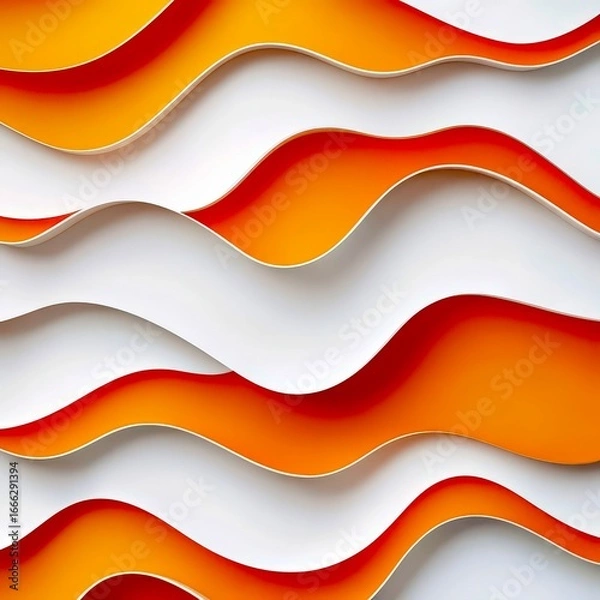 Fototapeta Layered orange white abstract wave pattern for dynamic digital backgrounds