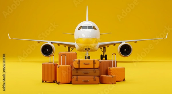 Obraz Airplane with luggage ready for travel Image