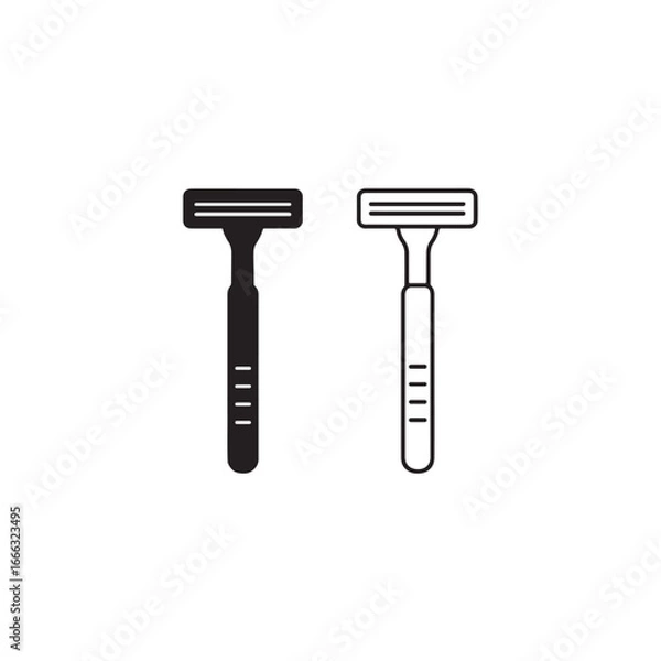 Fototapeta Pair of Razors Black and Outline Vector