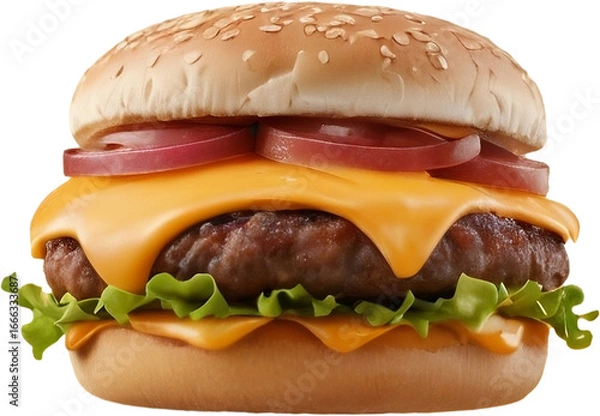 Obraz big hamburger, cheeseburger.