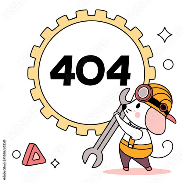 Fototapeta Worker Adjusting Gear System – Technical Breakdown Concept Drawing