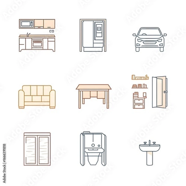 Obraz  Minimalist Home Amenities Vector Icons