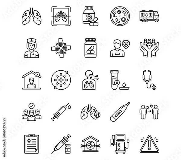 Obraz Tuberculosis Line Vector Icons