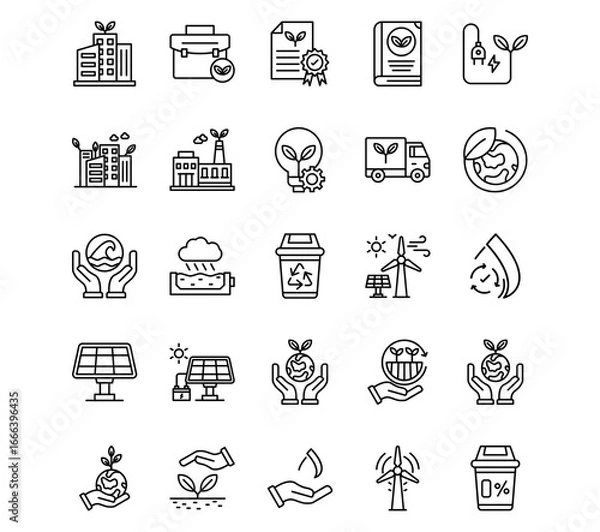 Fototapeta Eco Development Line Vector Icons