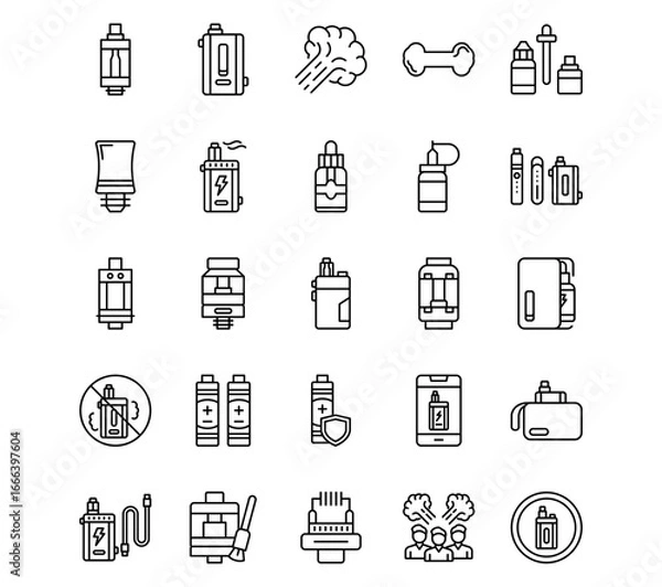 Fototapeta Vaping Line Vector Icons