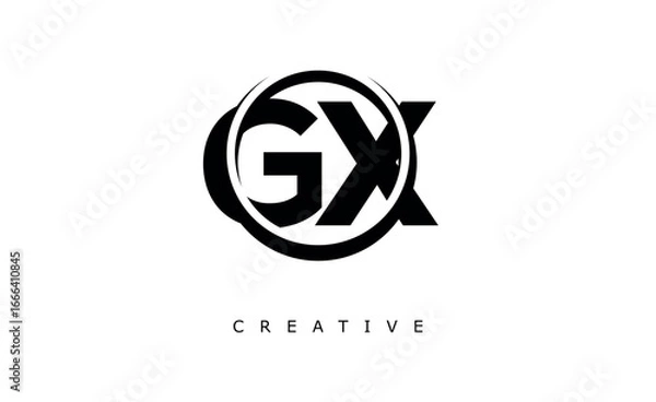 Fototapeta GX Letter Logo - Circular Monogram Emblem with Bold Minimal Design for Modern Branding