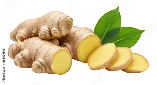 Obraz Isolated Ginger Root and Slices