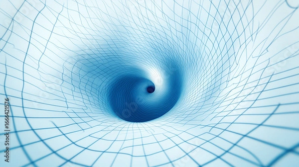 Fototapeta Dynamic Abstract Spiral Design, Digital Art, Modern Aesthetics, Vortex Concept, Blue Tones, Close-Up View