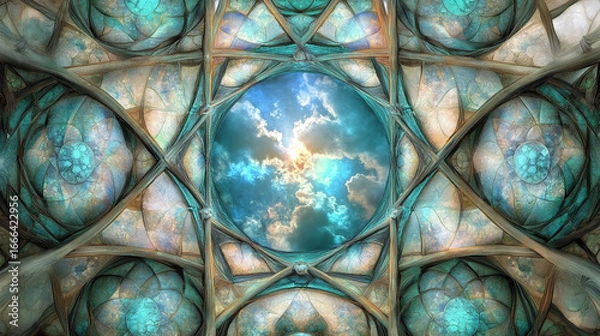 Fototapeta Transformative Abstract Design, Cosmic Imagery, Digital Art, Surreal Environment, Intricate Patterns, Vivid Colors