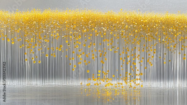 Fototapeta Artistic Display of Yellow Blooms in a Modern Setting – Abstract Floral Installation in a Contemporary Space