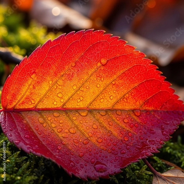 Obraz red leaf on the ground
