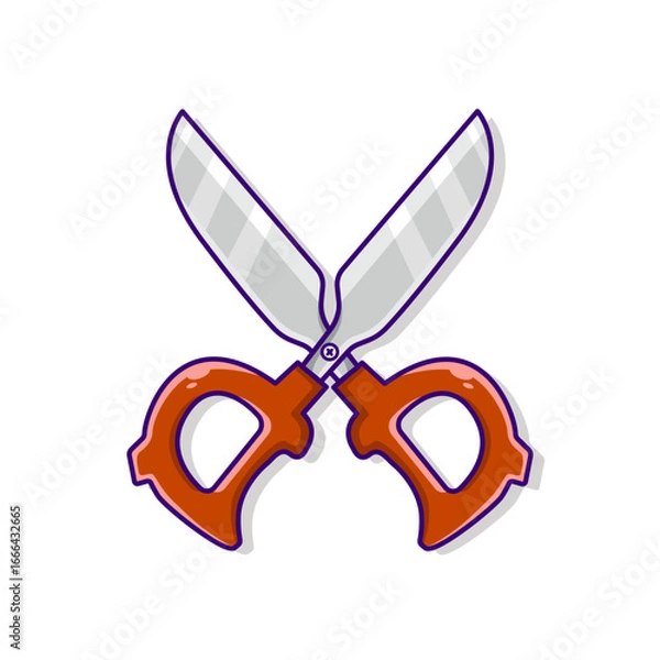 Fototapeta Vector illustration of a Scandinavian red scissors icon designed in a cartoon flat style, isolated on a white background. Scissors element is a tool for cutting.