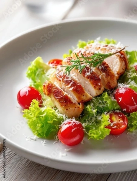 Fototapeta Delicious Grilled Chicken Caesar Salad
